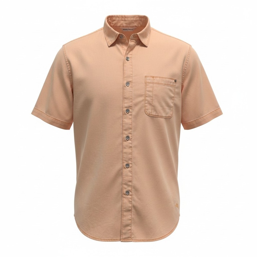 Tommy Bahama Button Down Shirt Large Men Peach Excellent Cotton Tencel Short Slv